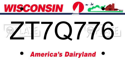 ZT7Q776 Wisconsin License Plate