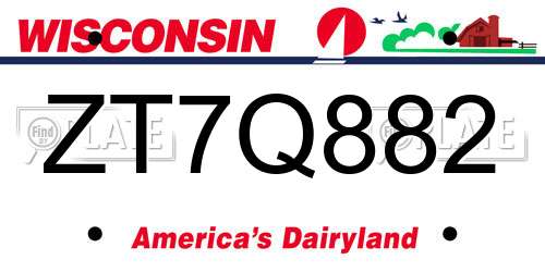 ZT7Q882 Wisconsin License Plate