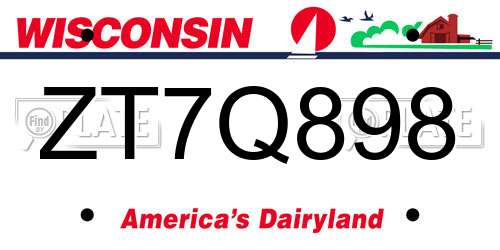 ZT7Q898 Wisconsin License Plate