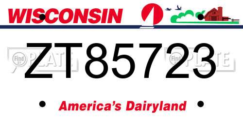 ZT85723 Wisconsin License Plate