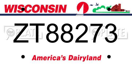 ZT88273 Wisconsin License Plate