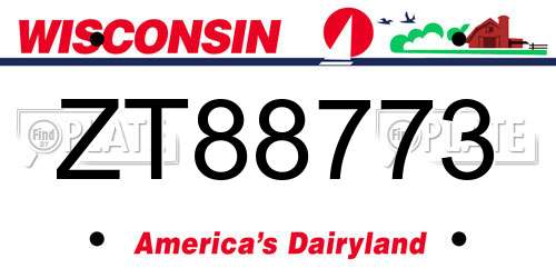 ZT88773 Wisconsin License Plate