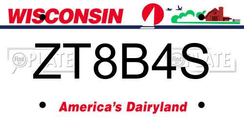 ZT8B4S Wisconsin License Plate