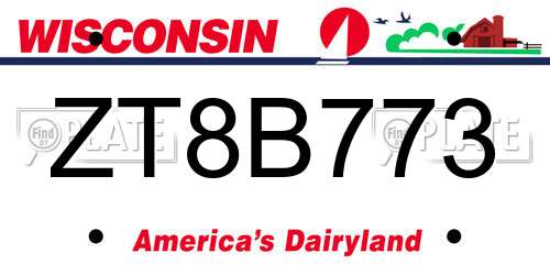 ZT8B773 Wisconsin License Plate