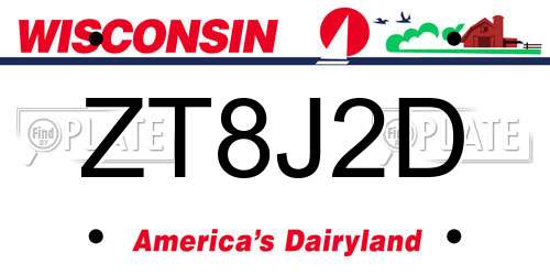 ZT8J2D Wisconsin License Plate