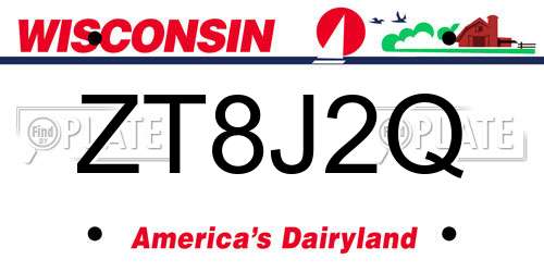 ZT8J2Q Wisconsin License Plate