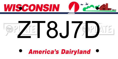 ZT8J7D Wisconsin License Plate