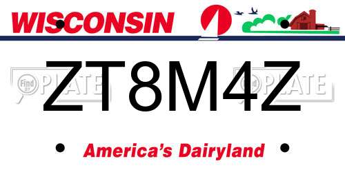ZT8M4Z Wisconsin License Plate