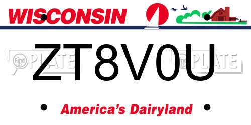 ZT8V0U Wisconsin License Plate