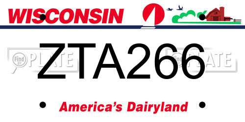 ZTA266 Wisconsin License Plate