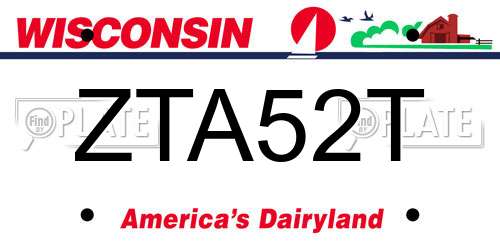 ZTA52T Wisconsin License Plate