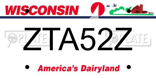 ZTA52Z Wisconsin License Plate