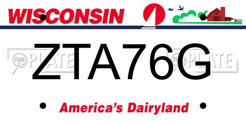ZTA76G Wisconsin License Plate
