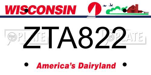ZTA822 Wisconsin License Plate