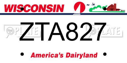 ZTA827 Wisconsin License Plate