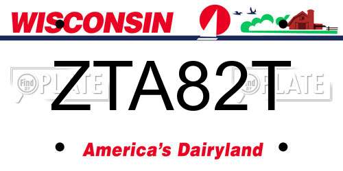 ZTA82T Wisconsin License Plate