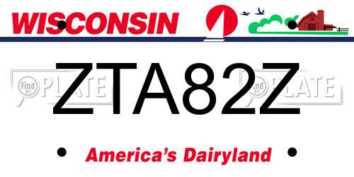 ZTA82Z Wisconsin License Plate