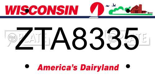 ZTA8335 Wisconsin License Plate