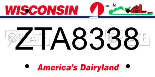 ZTA8338 Wisconsin License Plate