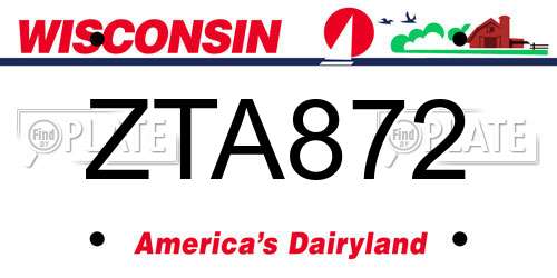 ZTA872 Wisconsin License Plate