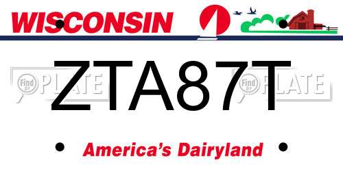 ZTA87T Wisconsin License Plate