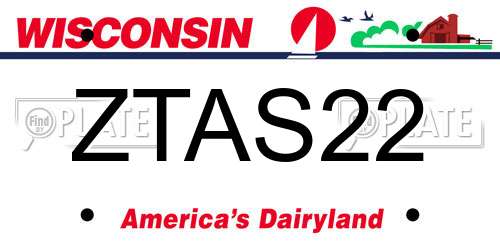 ZTAS22 Wisconsin License Plate