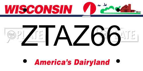 ZTAZ66 Wisconsin License Plate