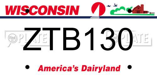 ZTB130 Wisconsin License Plate