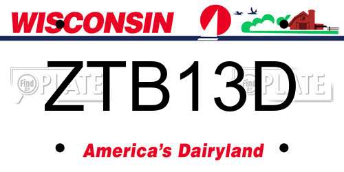ZTB13D Wisconsin License Plate