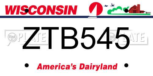 ZTB545 Wisconsin License Plate