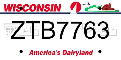 ZTB7763 Wisconsin License Plate
