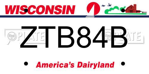 ZTB84B Wisconsin License Plate