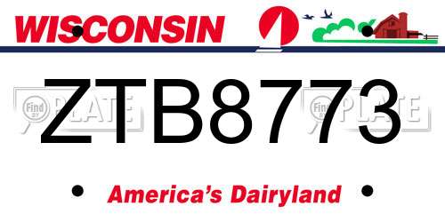 ZTB8773 Wisconsin License Plate