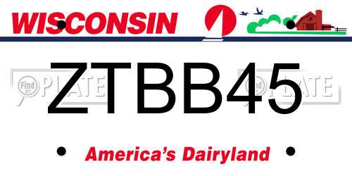 ZTBB45 Wisconsin License Plate