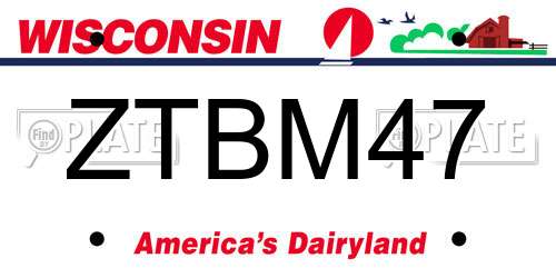 ZTBM47 Wisconsin License Plate