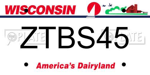 ZTBS45 Wisconsin License Plate