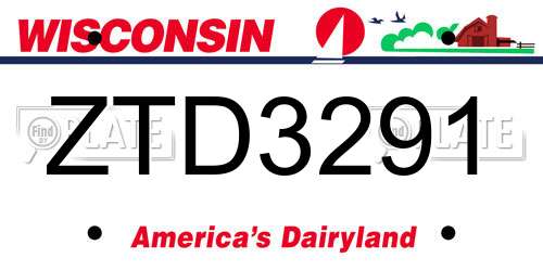 ZTD3291 Wisconsin License Plate