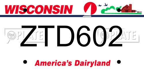 ZTD602 Wisconsin License Plate