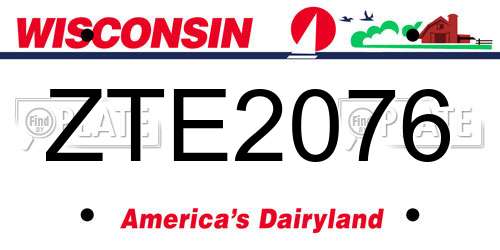 ZTE2076 Wisconsin License Plate