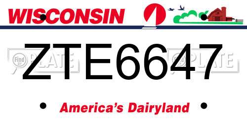 ZTE6647 Wisconsin License Plate