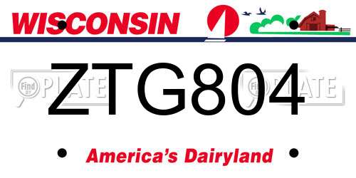 ZTG804 Wisconsin License Plate