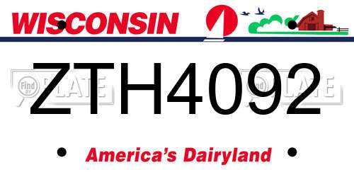 ZTH4092 Wisconsin License Plate