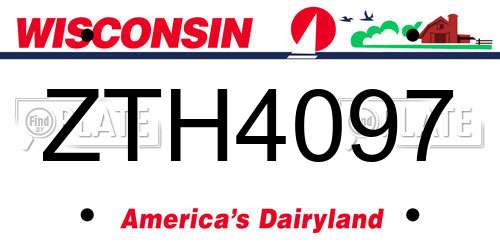 ZTH4097 Wisconsin License Plate