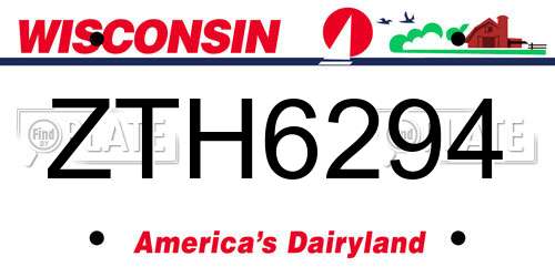 ZTH6294 Wisconsin License Plate