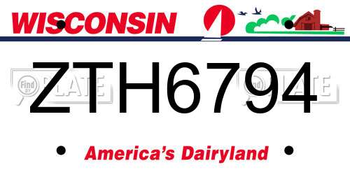 ZTH6794 Wisconsin License Plate