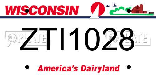 ZTI1028 Wisconsin License Plate