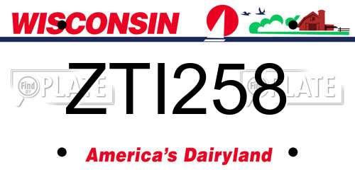 ZTI258 Wisconsin License Plate