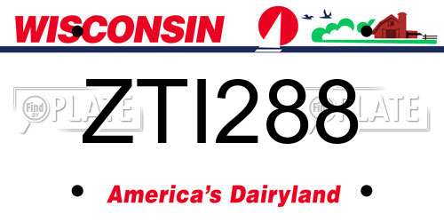 ZTI288 Wisconsin License Plate