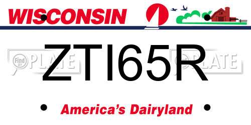 ZTI65R Wisconsin License Plate