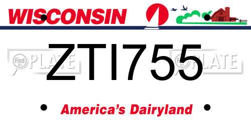 ZTI755 Wisconsin License Plate